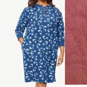 New Purple Lace-Up Front Fleece Dress